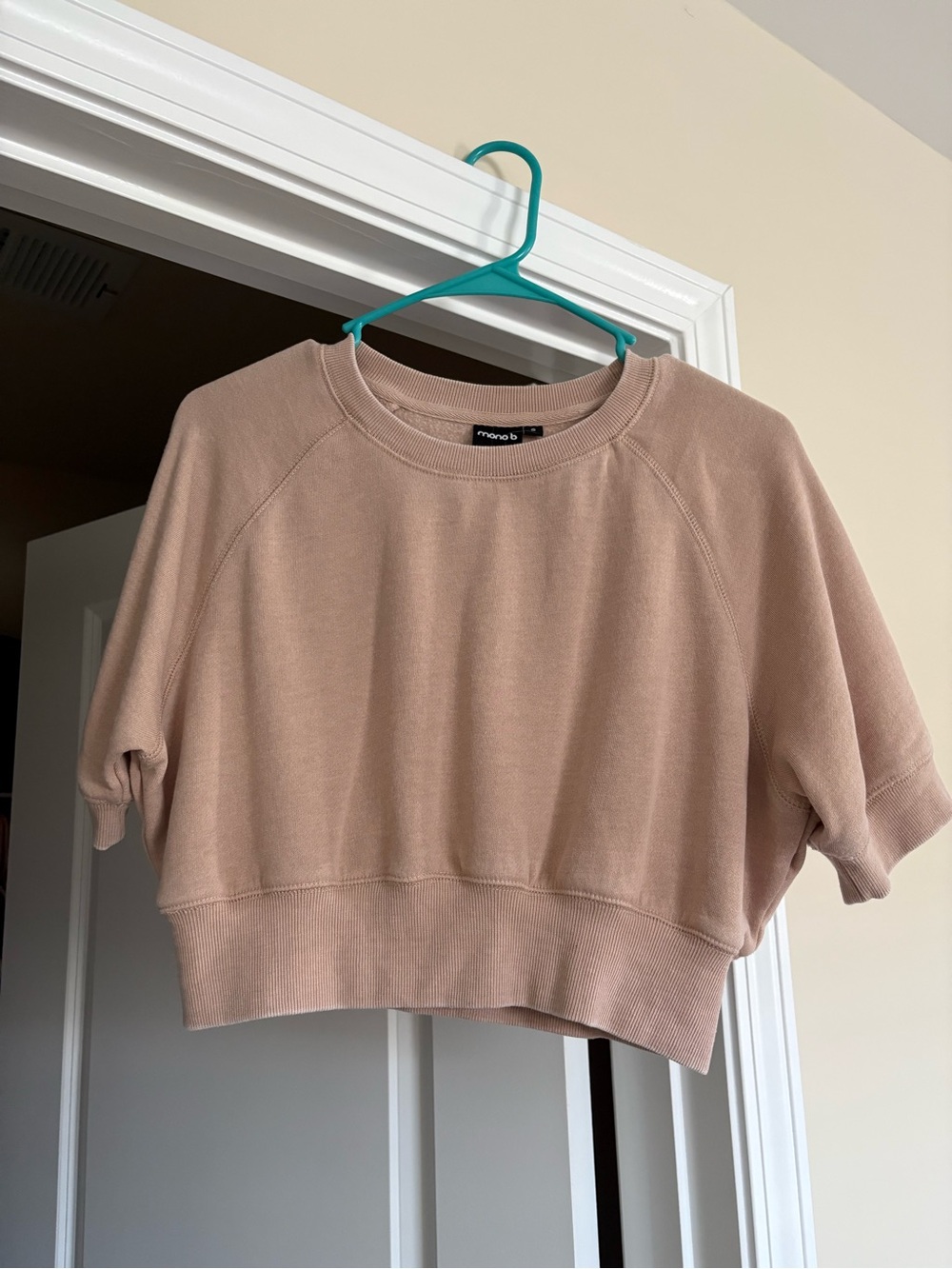 Mono B Cropped Boxy Sweatshirt in Dusty Rose
